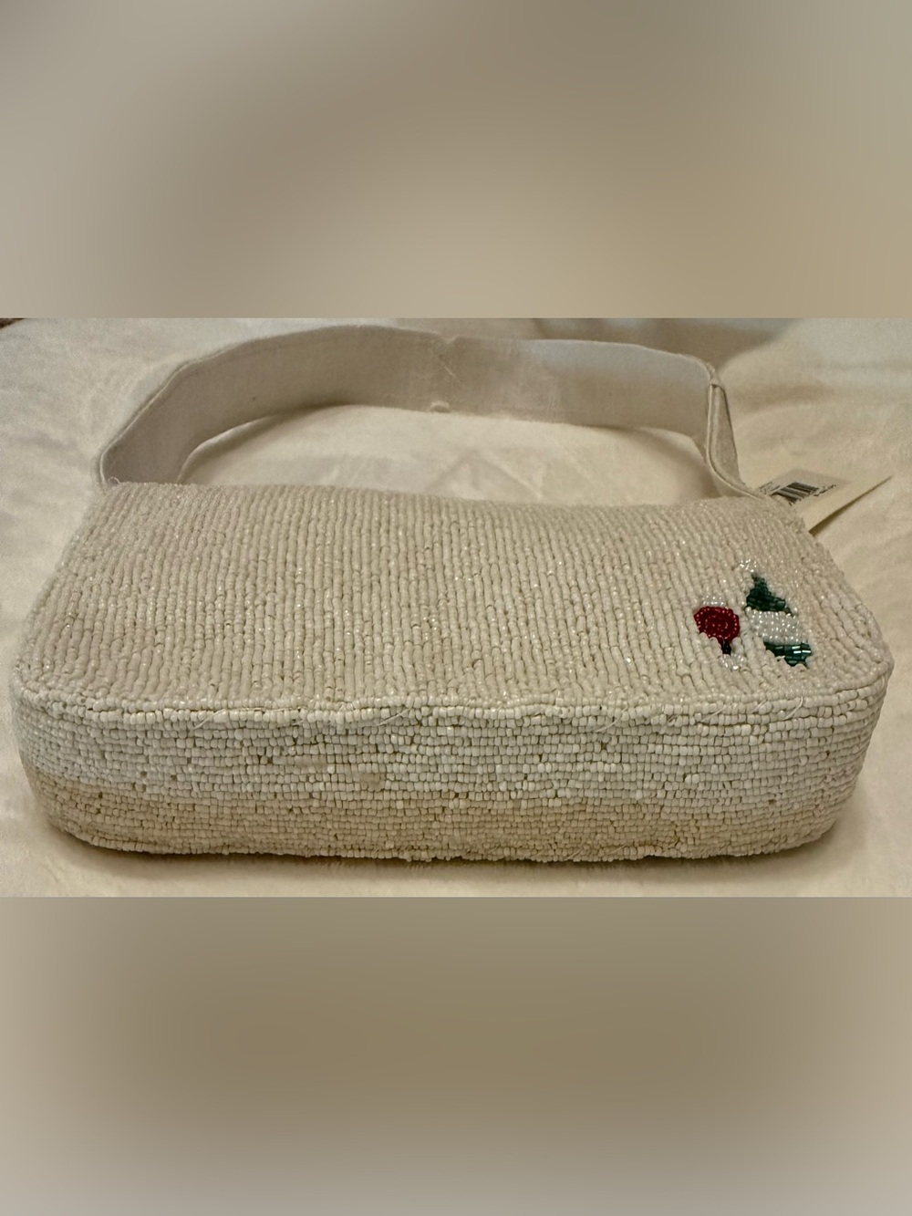 Sol and Mer White Hand Beaded Wine Picnic bag NWT Tik Tok viral - Picture 6 of 7